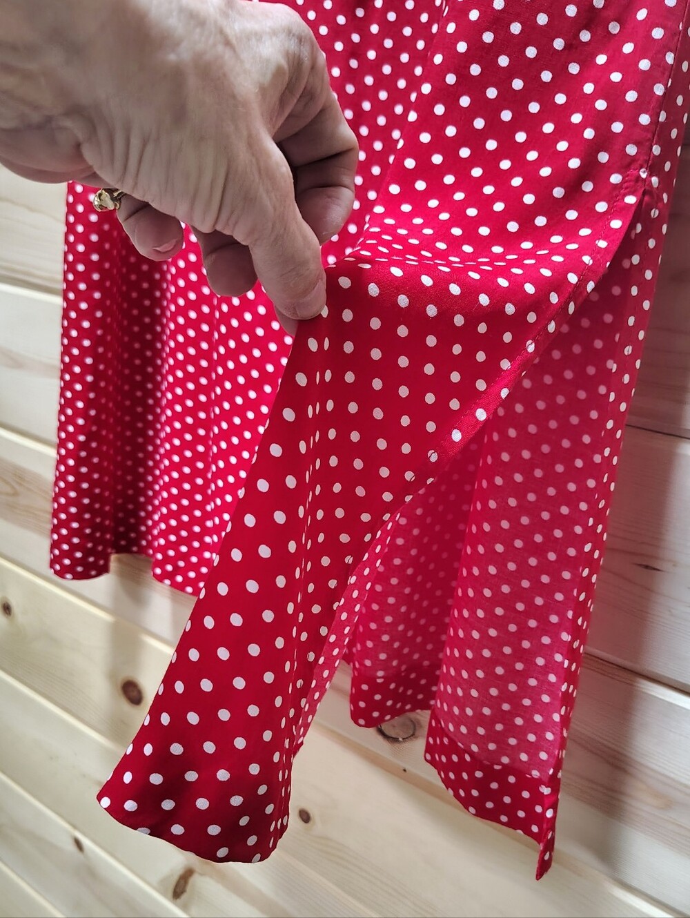 Stonebridge Vintage Maxi Skirt Red Polka Dot Large Elastic Waist Western Cowgirl - Picture 4 of 7